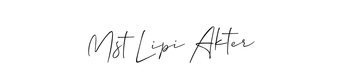 Allison_Script is a professional signature style that is perfect for those who want to add a touch of class to their signature. It is also a great choice for those who want to make their signature more unique. Get Mst Lipi Akter name to fancy signature for free. Mst Lipi Akter signature style 2 images and pictures png