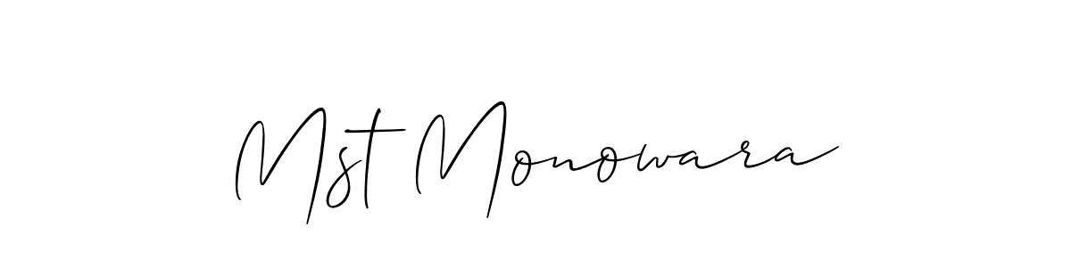 The best way (Allison_Script) to make a short signature is to pick only two or three words in your name. The name Mst Monowara include a total of six letters. For converting this name. Mst Monowara signature style 2 images and pictures png