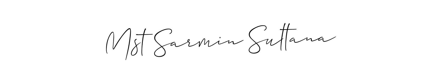 How to Draw Mst Sarmin Sultana signature style? Allison_Script is a latest design signature styles for name Mst Sarmin Sultana. Mst Sarmin Sultana signature style 2 images and pictures png