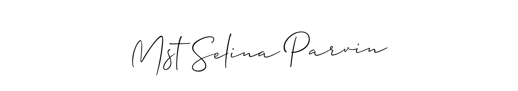 It looks lik you need a new signature style for name Mst Selina Parvin. Design unique handwritten (Allison_Script) signature with our free signature maker in just a few clicks. Mst Selina Parvin signature style 2 images and pictures png