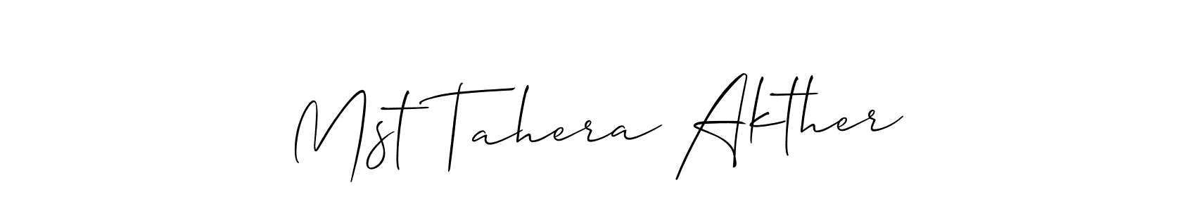How to make Mst Tahera Akther signature? Allison_Script is a professional autograph style. Create handwritten signature for Mst Tahera Akther name. Mst Tahera Akther signature style 2 images and pictures png