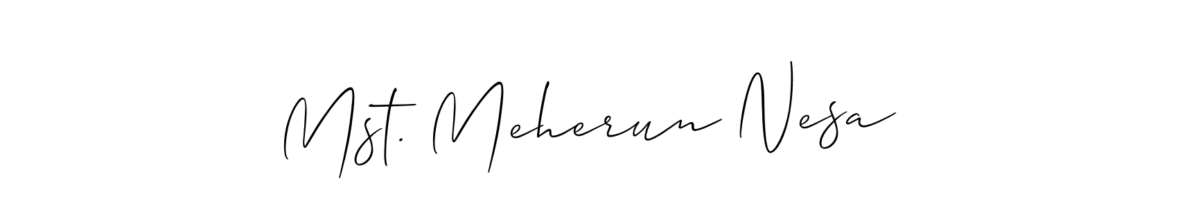 Mst. Meherun Nesa stylish signature style. Best Handwritten Sign (Allison_Script) for my name. Handwritten Signature Collection Ideas for my name Mst. Meherun Nesa. Mst. Meherun Nesa signature style 2 images and pictures png