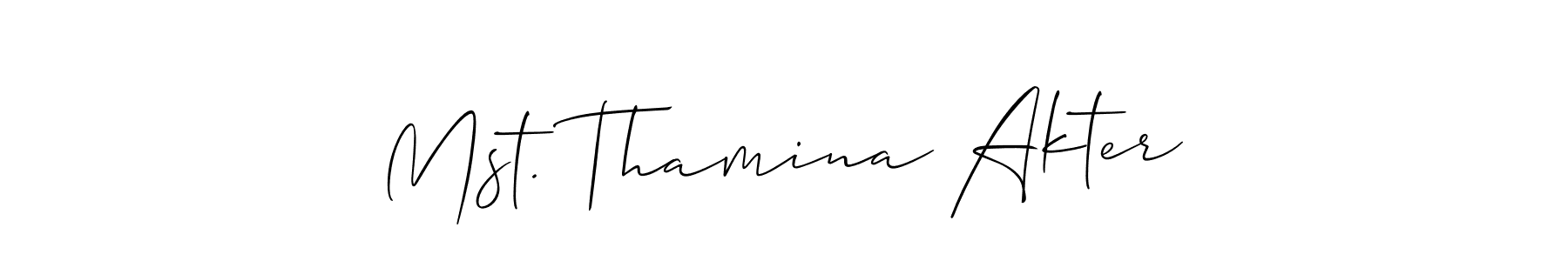 You should practise on your own different ways (Allison_Script) to write your name (Mst. Thamina Akter) in signature. don't let someone else do it for you. Mst. Thamina Akter signature style 2 images and pictures png