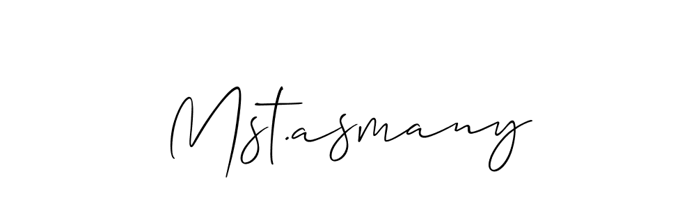 Make a beautiful signature design for name Mst.asmany. With this signature (Allison_Script) style, you can create a handwritten signature for free. Mst.asmany signature style 2 images and pictures png