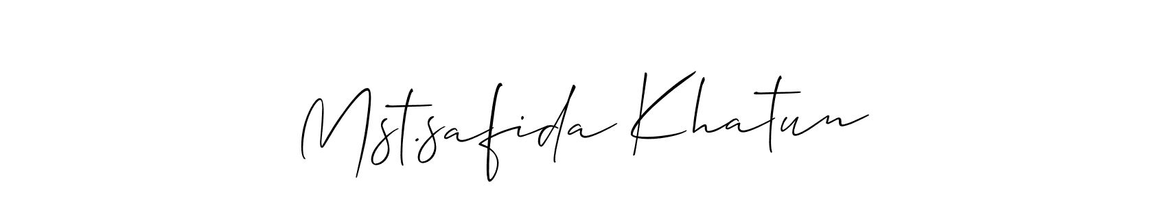 The best way (Allison_Script) to make a short signature is to pick only two or three words in your name. The name Mst.safida Khatun include a total of six letters. For converting this name. Mst.safida Khatun signature style 2 images and pictures png