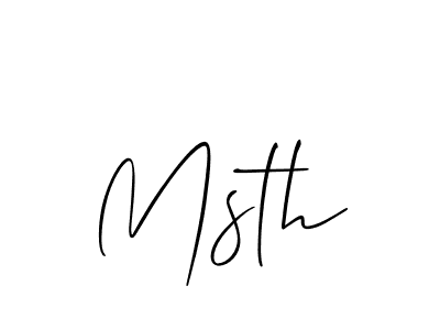 Use a signature maker to create a handwritten signature online. With this signature software, you can design (Allison_Script) your own signature for name Msth. Msth signature style 2 images and pictures png