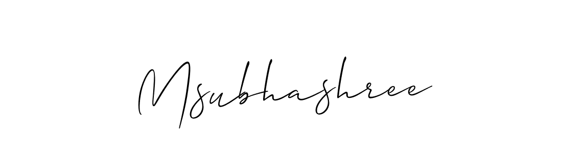 How to Draw Msubhashree signature style? Allison_Script is a latest design signature styles for name Msubhashree. Msubhashree signature style 2 images and pictures png
