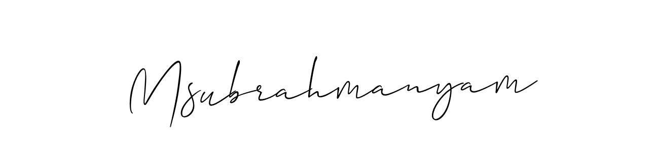 Make a beautiful signature design for name Msubrahmanyam. With this signature (Allison_Script) style, you can create a handwritten signature for free. Msubrahmanyam signature style 2 images and pictures png