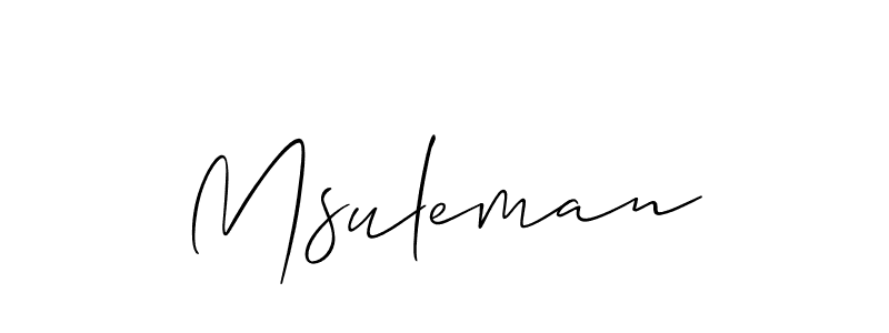 Use a signature maker to create a handwritten signature online. With this signature software, you can design (Allison_Script) your own signature for name Msuleman. Msuleman signature style 2 images and pictures png