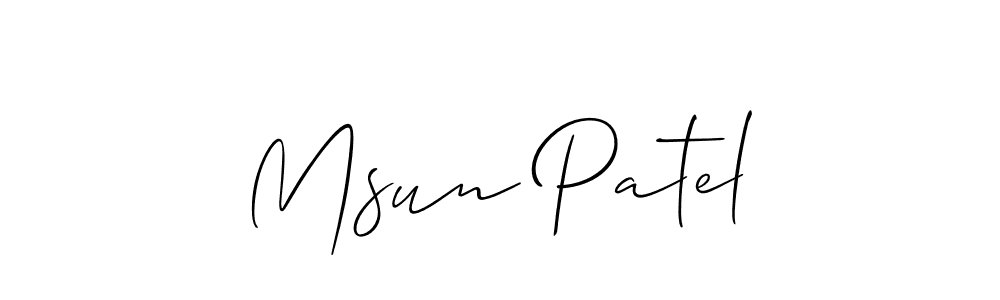 It looks lik you need a new signature style for name Msun Patel. Design unique handwritten (Allison_Script) signature with our free signature maker in just a few clicks. Msun Patel signature style 2 images and pictures png