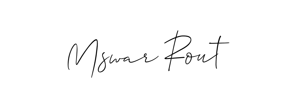 The best way (Allison_Script) to make a short signature is to pick only two or three words in your name. The name Mswar Rout include a total of six letters. For converting this name. Mswar Rout signature style 2 images and pictures png