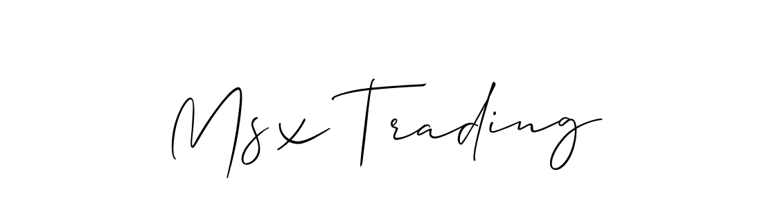 Allison_Script is a professional signature style that is perfect for those who want to add a touch of class to their signature. It is also a great choice for those who want to make their signature more unique. Get Msx Trading name to fancy signature for free. Msx Trading signature style 2 images and pictures png