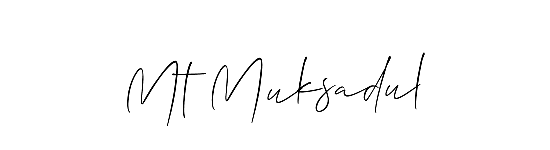 The best way (Allison_Script) to make a short signature is to pick only two or three words in your name. The name Mt Muksadul include a total of six letters. For converting this name. Mt Muksadul signature style 2 images and pictures png