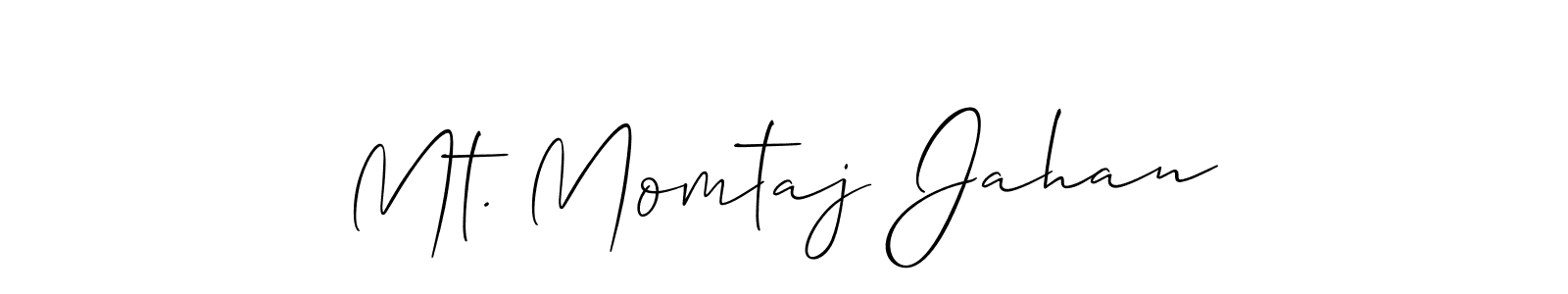 It looks lik you need a new signature style for name Mt. Momtaj Jahan. Design unique handwritten (Allison_Script) signature with our free signature maker in just a few clicks. Mt. Momtaj Jahan signature style 2 images and pictures png