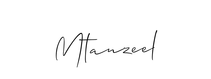 Use a signature maker to create a handwritten signature online. With this signature software, you can design (Allison_Script) your own signature for name Mtanzeel. Mtanzeel signature style 2 images and pictures png