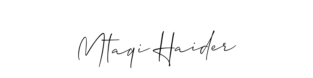 Design your own signature with our free online signature maker. With this signature software, you can create a handwritten (Allison_Script) signature for name Mtaqi Haider. Mtaqi Haider signature style 2 images and pictures png
