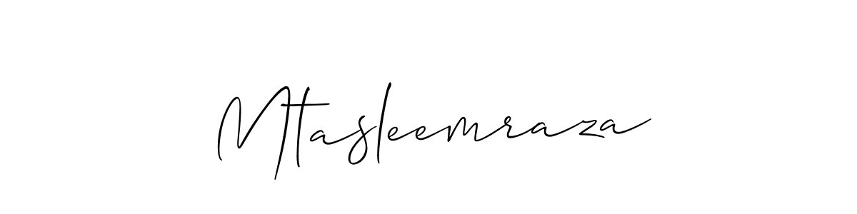 The best way (Allison_Script) to make a short signature is to pick only two or three words in your name. The name Mtasleemraza include a total of six letters. For converting this name. Mtasleemraza signature style 2 images and pictures png