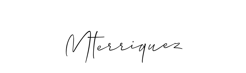 The best way (Allison_Script) to make a short signature is to pick only two or three words in your name. The name Mterriquez include a total of six letters. For converting this name. Mterriquez signature style 2 images and pictures png