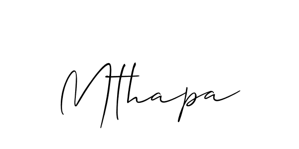 Allison_Script is a professional signature style that is perfect for those who want to add a touch of class to their signature. It is also a great choice for those who want to make their signature more unique. Get Mthapa name to fancy signature for free. Mthapa signature style 2 images and pictures png