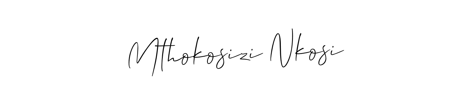 Similarly Allison_Script is the best handwritten signature design. Signature creator online .You can use it as an online autograph creator for name Mthokosizi Nkosi. Mthokosizi Nkosi signature style 2 images and pictures png