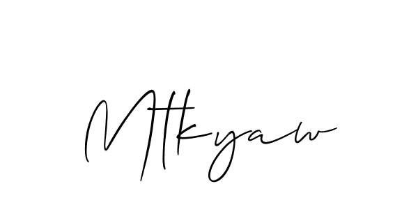 Similarly Allison_Script is the best handwritten signature design. Signature creator online .You can use it as an online autograph creator for name Mtkyaw. Mtkyaw signature style 2 images and pictures png