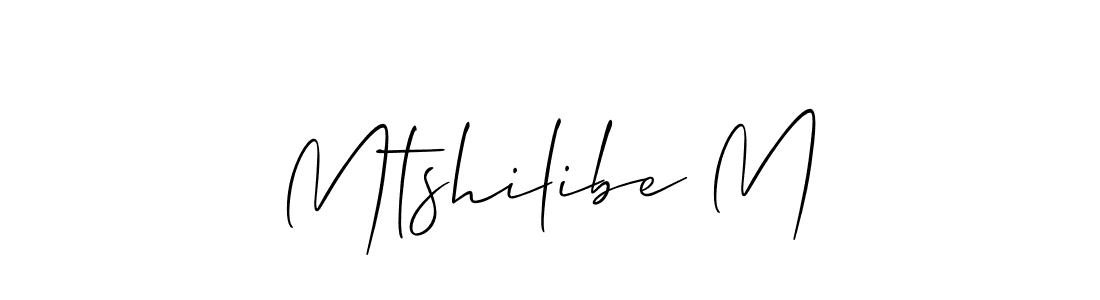 Allison_Script is a professional signature style that is perfect for those who want to add a touch of class to their signature. It is also a great choice for those who want to make their signature more unique. Get Mtshilibe M name to fancy signature for free. Mtshilibe M signature style 2 images and pictures png