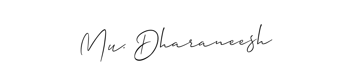 It looks lik you need a new signature style for name Mu. Dharaneesh. Design unique handwritten (Allison_Script) signature with our free signature maker in just a few clicks. Mu. Dharaneesh signature style 2 images and pictures png