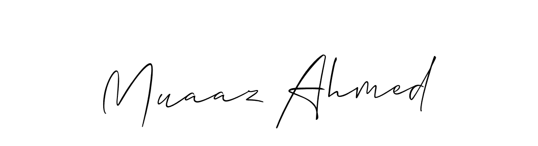 Allison_Script is a professional signature style that is perfect for those who want to add a touch of class to their signature. It is also a great choice for those who want to make their signature more unique. Get Muaaz Ahmed name to fancy signature for free. Muaaz Ahmed signature style 2 images and pictures png