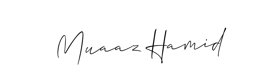 Also You can easily find your signature by using the search form. We will create Muaaz Hamid name handwritten signature images for you free of cost using Allison_Script sign style. Muaaz Hamid signature style 2 images and pictures png