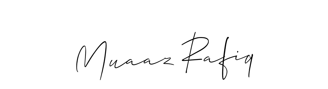 Make a short Muaaz Rafiq signature style. Manage your documents anywhere anytime using Allison_Script. Create and add eSignatures, submit forms, share and send files easily. Muaaz Rafiq signature style 2 images and pictures png