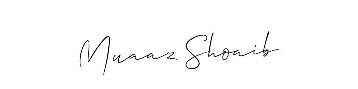 if you are searching for the best signature style for your name Muaaz Shoaib. so please give up your signature search. here we have designed multiple signature styles  using Allison_Script. Muaaz Shoaib signature style 2 images and pictures png