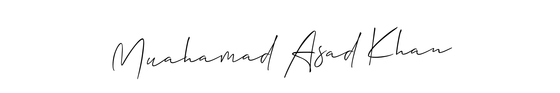 Similarly Allison_Script is the best handwritten signature design. Signature creator online .You can use it as an online autograph creator for name Muahamad Asad Khan. Muahamad Asad Khan signature style 2 images and pictures png