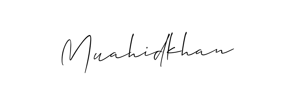 How to make Muahidkhan name signature. Use Allison_Script style for creating short signs online. This is the latest handwritten sign. Muahidkhan signature style 2 images and pictures png