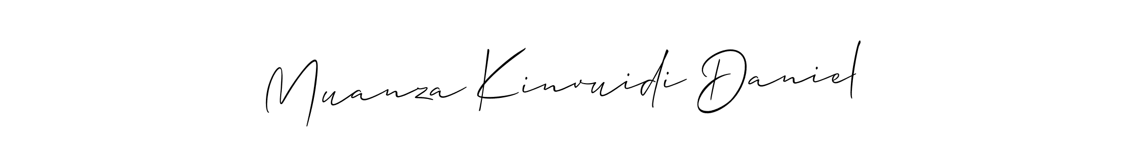 How to make Muanza Kinvuidi Daniel name signature. Use Allison_Script style for creating short signs online. This is the latest handwritten sign. Muanza Kinvuidi Daniel signature style 2 images and pictures png