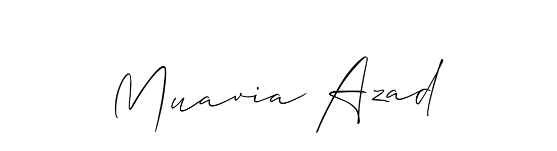 Create a beautiful signature design for name Muavia Azad. With this signature (Allison_Script) fonts, you can make a handwritten signature for free. Muavia Azad signature style 2 images and pictures png