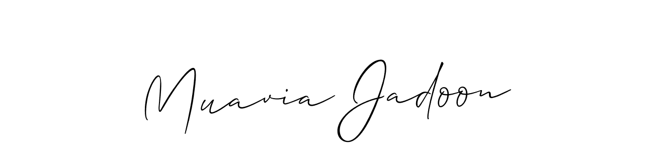 if you are searching for the best signature style for your name Muavia Jadoon. so please give up your signature search. here we have designed multiple signature styles  using Allison_Script. Muavia Jadoon signature style 2 images and pictures png