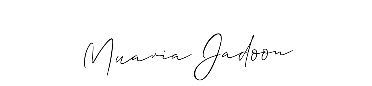 if you are searching for the best signature style for your name Muavia Jadoon. so please give up your signature search. here we have designed multiple signature styles  using Allison_Script. Muavia Jadoon signature style 2 images and pictures png