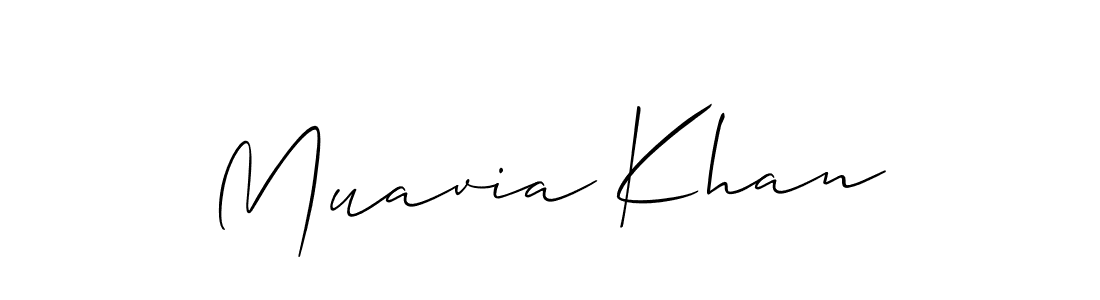 Use a signature maker to create a handwritten signature online. With this signature software, you can design (Allison_Script) your own signature for name Muavia Khan. Muavia Khan signature style 2 images and pictures png