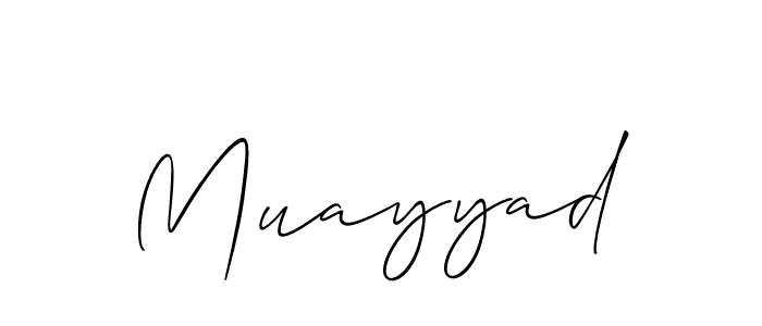 Use a signature maker to create a handwritten signature online. With this signature software, you can design (Allison_Script) your own signature for name Muayyad. Muayyad signature style 2 images and pictures png