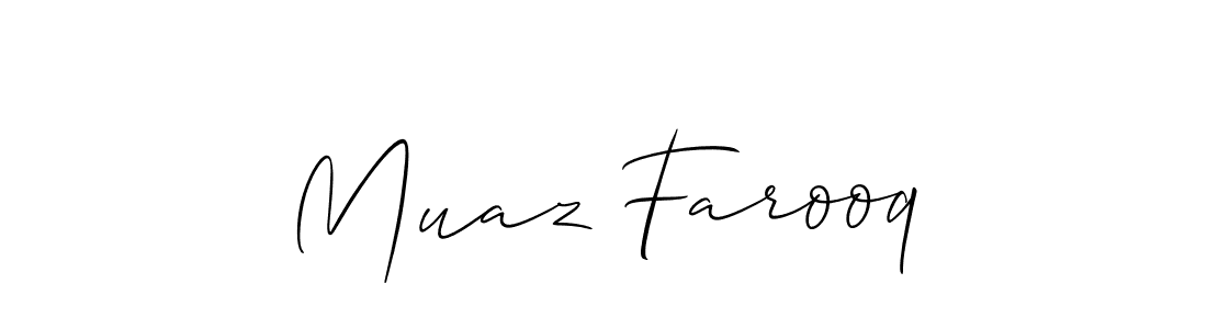 if you are searching for the best signature style for your name Muaz Farooq. so please give up your signature search. here we have designed multiple signature styles  using Allison_Script. Muaz Farooq signature style 2 images and pictures png