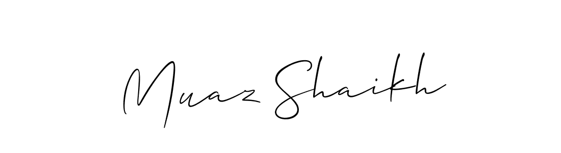 You should practise on your own different ways (Allison_Script) to write your name (Muaz Shaikh) in signature. don't let someone else do it for you. Muaz Shaikh signature style 2 images and pictures png