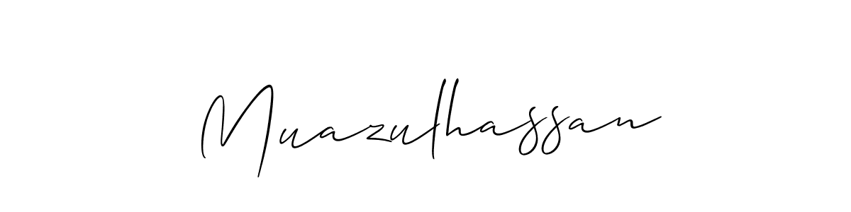 Use a signature maker to create a handwritten signature online. With this signature software, you can design (Allison_Script) your own signature for name Muazulhassan. Muazulhassan signature style 2 images and pictures png