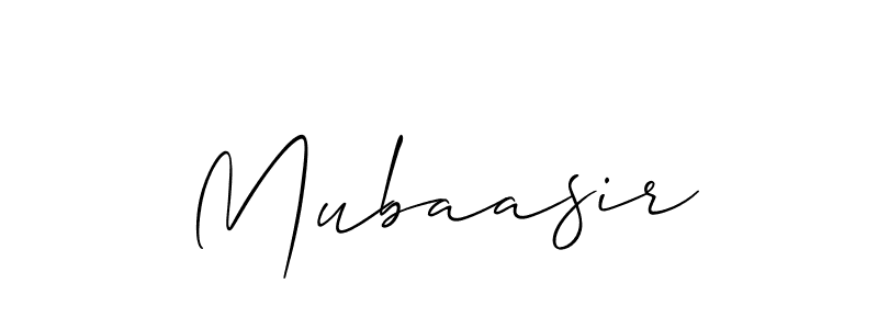 Also we have Mubaasir name is the best signature style. Create professional handwritten signature collection using Allison_Script autograph style. Mubaasir signature style 2 images and pictures png