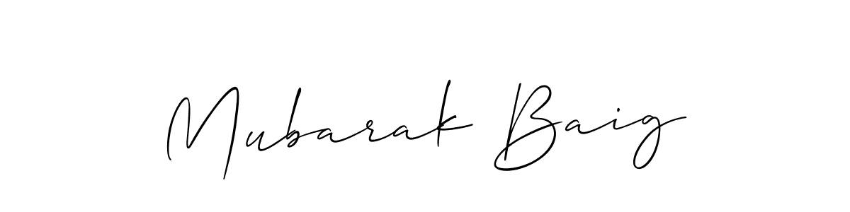 How to make Mubarak Baig signature? Allison_Script is a professional autograph style. Create handwritten signature for Mubarak Baig name. Mubarak Baig signature style 2 images and pictures png