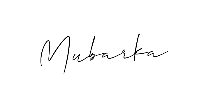 Mubarka stylish signature style. Best Handwritten Sign (Allison_Script) for my name. Handwritten Signature Collection Ideas for my name Mubarka. Mubarka signature style 2 images and pictures png
