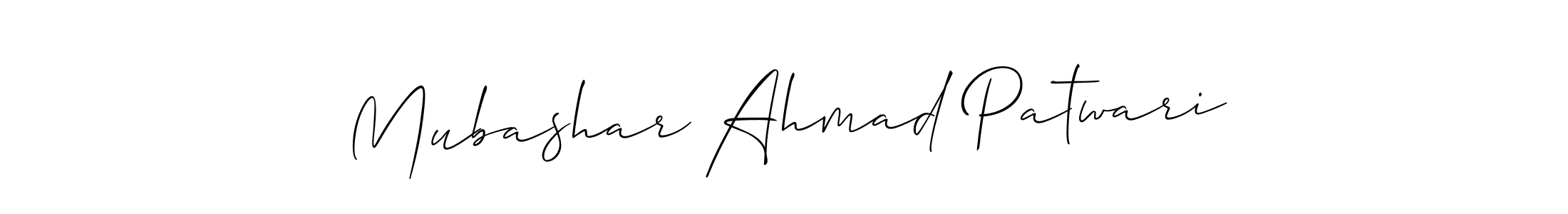 Make a beautiful signature design for name Mubashar Ahmad Patwari. With this signature (Allison_Script) style, you can create a handwritten signature for free. Mubashar Ahmad Patwari signature style 2 images and pictures png
