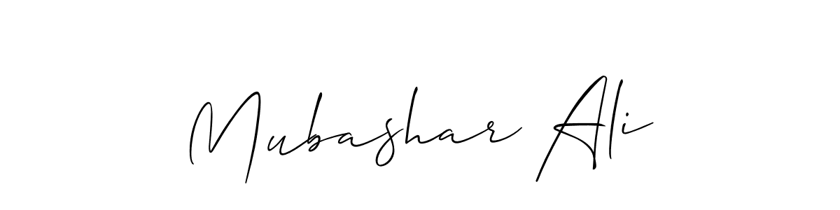 Make a beautiful signature design for name Mubashar Ali. With this signature (Allison_Script) style, you can create a handwritten signature for free. Mubashar Ali signature style 2 images and pictures png