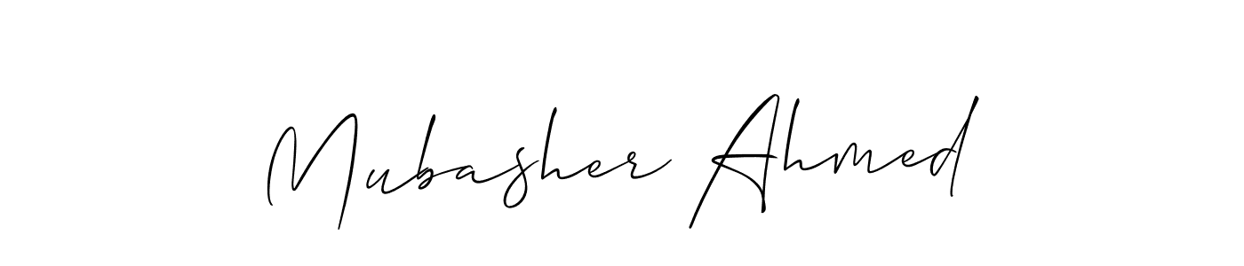 Also You can easily find your signature by using the search form. We will create Mubasher Ahmed name handwritten signature images for you free of cost using Allison_Script sign style. Mubasher Ahmed signature style 2 images and pictures png