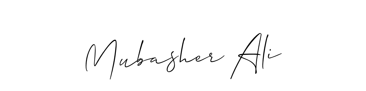 Make a beautiful signature design for name Mubasher Ali. With this signature (Allison_Script) style, you can create a handwritten signature for free. Mubasher Ali signature style 2 images and pictures png