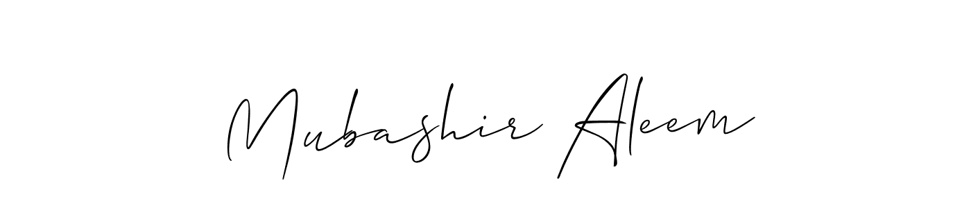 Create a beautiful signature design for name Mubashir Aleem. With this signature (Allison_Script) fonts, you can make a handwritten signature for free. Mubashir Aleem signature style 2 images and pictures png